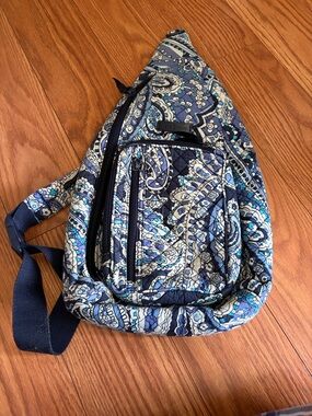 Vera Bradley Blue Paisley Quilted Sling Bag